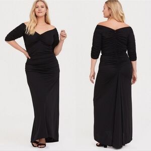 NWT Torrid Black Maxi Jersey Off Shoulder Dress Size 1X